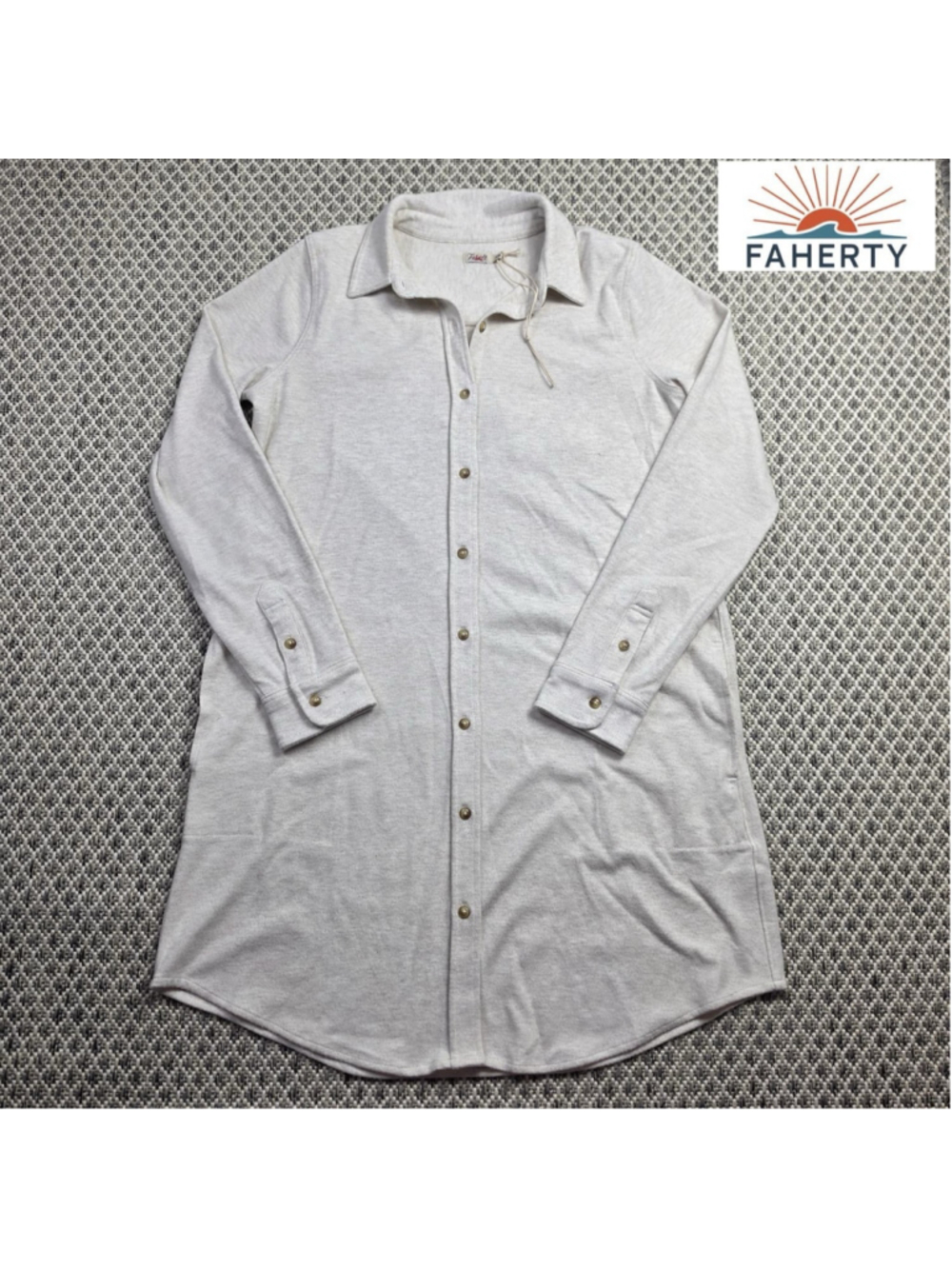 Faherty Legend Sweater Shirt Dress Womens M NWT Gray Long Sleeve Button Front